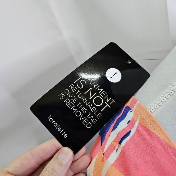 Loralette Blue Brushstroke Kata Print Tie Front Top Size 14 - Picture 11 of 14